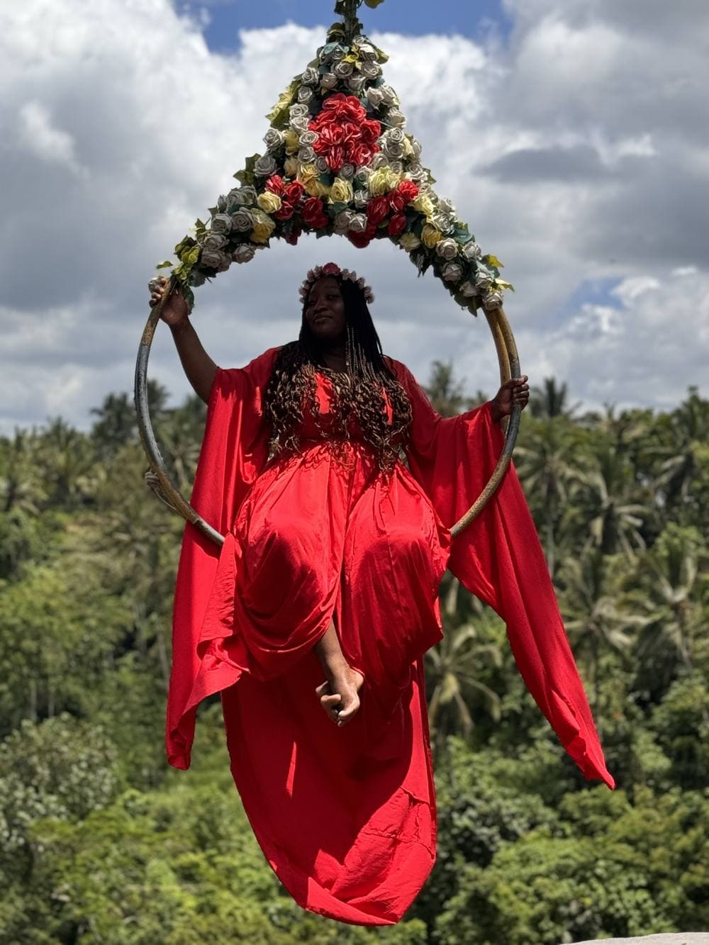 Tobi in the flower hoop at Aloha Ubud Swing